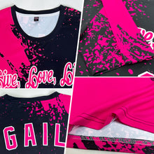 Load image into Gallery viewer, Custom Pink Black-White 3D Pattern Design Abstract Brush Stroke Performance T-Shirt

