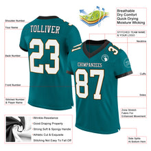 Load image into Gallery viewer, Custom Teal White Old Gold-Black Mesh Authentic Football Jersey
