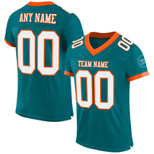 Load image into Gallery viewer, Custom Teal White-Orange Mesh Authentic Football Jersey
