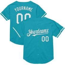 Load image into Gallery viewer, Custom Teal White Mesh Authentic Throwback Baseball Jersey
