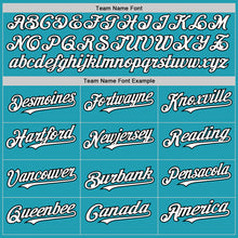 Load image into Gallery viewer, Custom Teal White-Black Mesh Authentic Throwback Baseball Jersey

