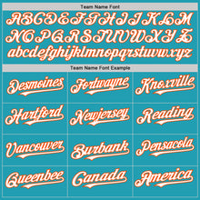 Load image into Gallery viewer, Custom Teal White-Orange Mesh Authentic Throwback Baseball Jersey
