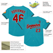 Load image into Gallery viewer, Custom Teal Red-Black Mesh Authentic Throwback Baseball Jersey
