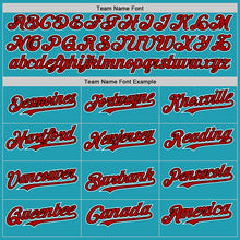 Load image into Gallery viewer, Custom Teal Red-Black Mesh Authentic Throwback Baseball Jersey
