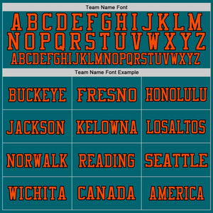 Custom Teal Orange-Black Mesh Authentic Throwback Football Jersey