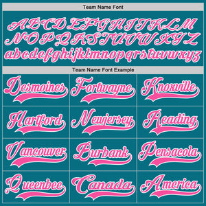 Custom Teal Pink-White Hockey Lace Neck Jersey