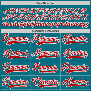 Custom Teal Red-White Hockey Lace Neck Jersey