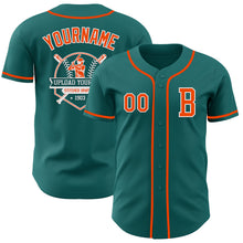 Load image into Gallery viewer, Custom Teal Orange-White Authentic Baseball Jersey
