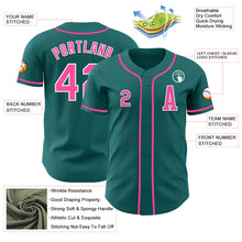 Load image into Gallery viewer, Custom Teal Pink-White Authentic Baseball Jersey
