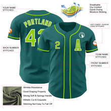 Load image into Gallery viewer, Custom Teal Neon Green-White Authentic Baseball Jersey
