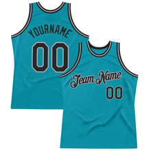 Load image into Gallery viewer, Custom Teal Black-Gray Authentic Throwback Basketball Jersey
