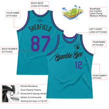 Load image into Gallery viewer, Custom Teal Purple-Black Authentic Throwback Basketball Jersey
