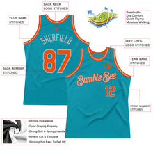 Load image into Gallery viewer, Custom Teal Orange-Gray Authentic Throwback Basketball Jersey
