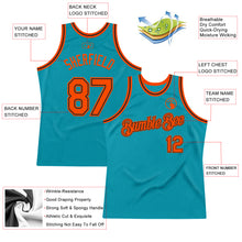 Load image into Gallery viewer, Custom Teal Orange-Black Authentic Throwback Basketball Jersey
