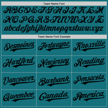 Load image into Gallery viewer, Custom Teal Black Authentic Baseball Jersey
