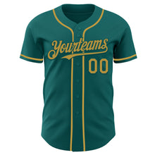 Load image into Gallery viewer, Custom Teal Old Gold Authentic Baseball Jersey
