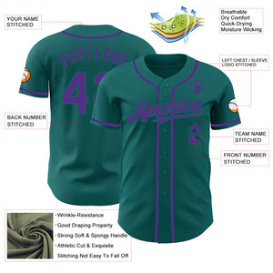 Custom Teal Purple Authentic Baseball Jersey