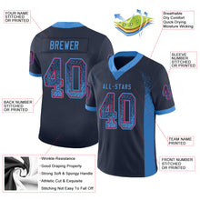 Load image into Gallery viewer, Custom Navy Powder Blue-Red Drift Fashion Football Jersey
