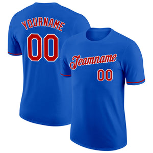 Custom Thunder Blue Red-White Performance T-Shirt