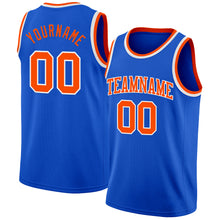 Load image into Gallery viewer, Custom Thunder Blue Orange-White Authentic Basketball Jersey
