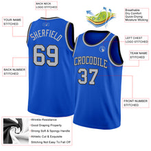 Load image into Gallery viewer, Custom Thunder Blue Gray-Black Authentic Basketball Jersey
