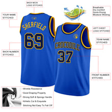 Load image into Gallery viewer, Custom Thunder Blue Navy-Gold Authentic Basketball Jersey
