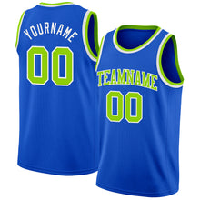 Load image into Gallery viewer, Custom Thunder Blue Neon Green-White Authentic Basketball Jersey
