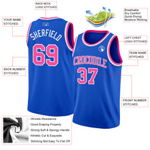 Load image into Gallery viewer, Custom Thunder Blue Pink-White Authentic Basketball Jersey
