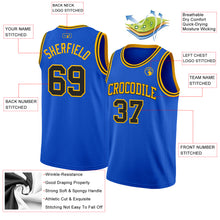 Load image into Gallery viewer, Custom Thunder Blue Black-Gold Authentic Basketball Jersey
