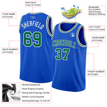 Load image into Gallery viewer, Custom Thunder Blue Kelly Green-White Authentic Basketball Jersey
