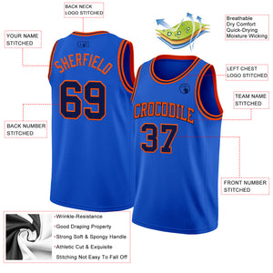 Custom Thunder Blue Navy-Orange Authentic Basketball Jersey
