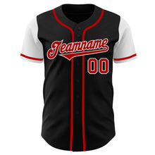 Load image into Gallery viewer, Custom Black Red-White Authentic Two Tone Baseball Jersey
