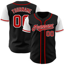 Load image into Gallery viewer, Custom Black Red-White Authentic Two Tone Baseball Jersey
