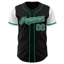 Load image into Gallery viewer, Custom Black Kelly Green-White Authentic Two Tone Baseball Jersey
