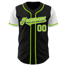 Load image into Gallery viewer, Custom Black Neon Green-White Authentic Two Tone Baseball Jersey

