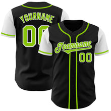 Load image into Gallery viewer, Custom Black Neon Green-White Authentic Two Tone Baseball Jersey
