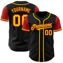 Load image into Gallery viewer, Custom Black Gold-Red Authentic Two Tone Baseball Jersey
