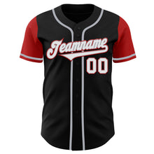 Load image into Gallery viewer, Custom Black White-Red Authentic Two Tone Baseball Jersey
