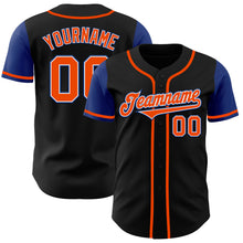 Load image into Gallery viewer, Custom Black Orange-Royal Authentic Two Tone Baseball Jersey
