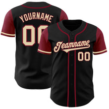 Load image into Gallery viewer, Custom Black Cream-Crimson Authentic Two Tone Baseball Jersey
