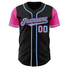 Load image into Gallery viewer, Custom Black Light Blue-Pink Authentic Two Tone Baseball Jersey
