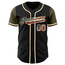 Load image into Gallery viewer, Custom Black Vintage USA Flag-Olive Authentic Two Tone Baseball Jersey
