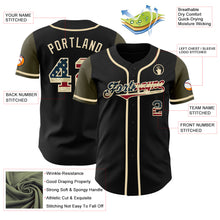 Load image into Gallery viewer, Custom Black Vintage USA Flag-Olive Authentic Two Tone Baseball Jersey
