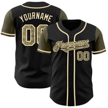 Load image into Gallery viewer, Custom Black Camo-Olive Authentic Two Tone Baseball Jersey
