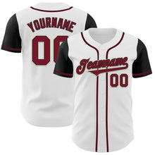 Load image into Gallery viewer, Custom White Crimson-Black Authentic Two Tone Baseball Jersey
