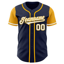 Load image into Gallery viewer, Custom Navy White-Gold Authentic Two Tone Baseball Jersey
