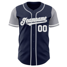 Load image into Gallery viewer, Custom Navy White-Gray Authentic Two Tone Baseball Jersey
