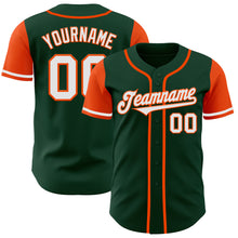 Load image into Gallery viewer, Custom Green White-Orange Authentic Two Tone Baseball Jersey
