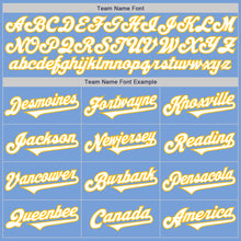 Load image into Gallery viewer, Custom Light Blue White-Gold Authentic Two Tone Baseball Jersey
