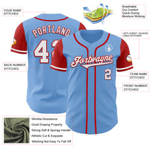 Load image into Gallery viewer, Custom Light Blue White-Red Authentic Two Tone Baseball Jersey
